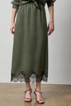 Crepe Satin Skirt with Lace Trim in color Fir Image A1