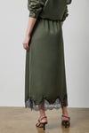 Crepe Satin Skirt with Lace Trim in color Fir Image A2