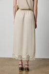 Crepe Satin Skirt with Lace Trim in color Porcelain Image A2