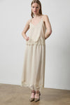 Crepe Satin Skirt with Lace Trim in color Porcelain Image A3
