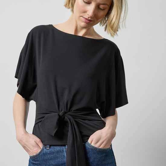 Tie Back Dolman Top Womens Top Black A3