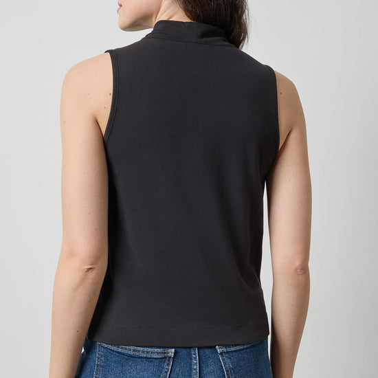 Drape Neck Sleeveless Top in color Black Image A2