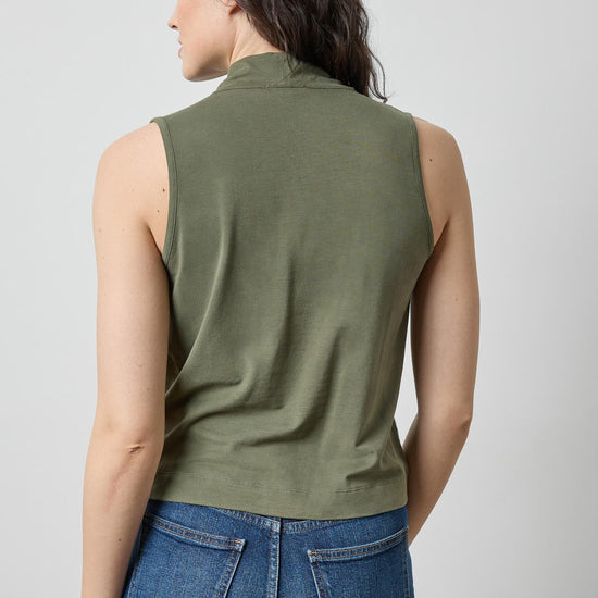 Drape Neck Sleeveless Top in color Fir Image A2