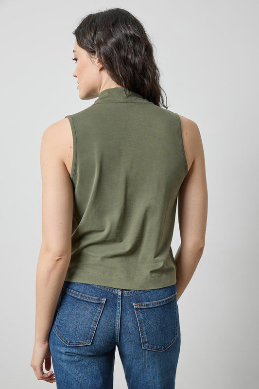 Drape Neck Sleeveless Top in color Fir Image A2