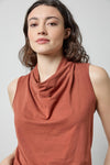 Drape Neck Sleeveless Top in color Spice Image A1