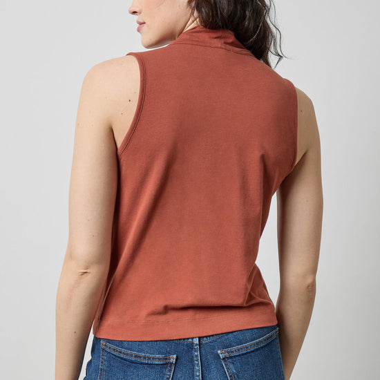 Drape Neck Sleeveless Top in color Spice Image A2
