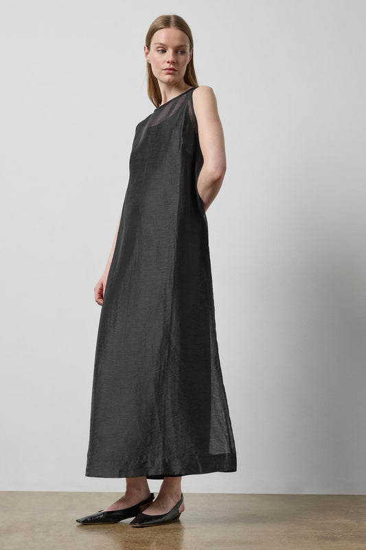 Sheer Column Overlay Dress in color Black Sheer Image A0