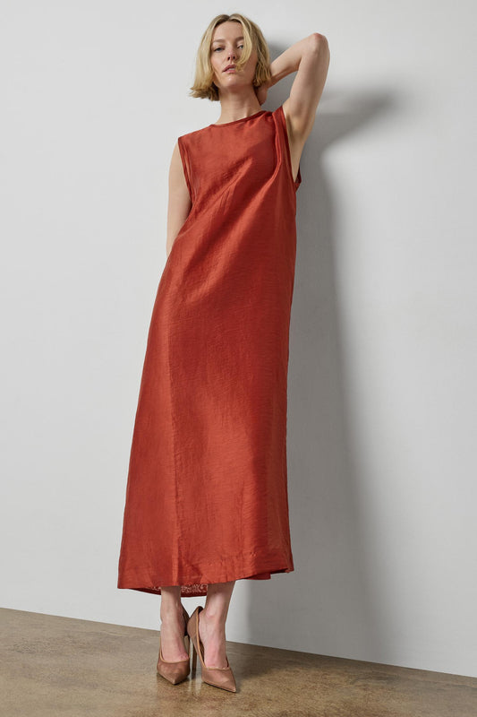 Sheer Column Overlay Dress in color Spice Sheer Image A1