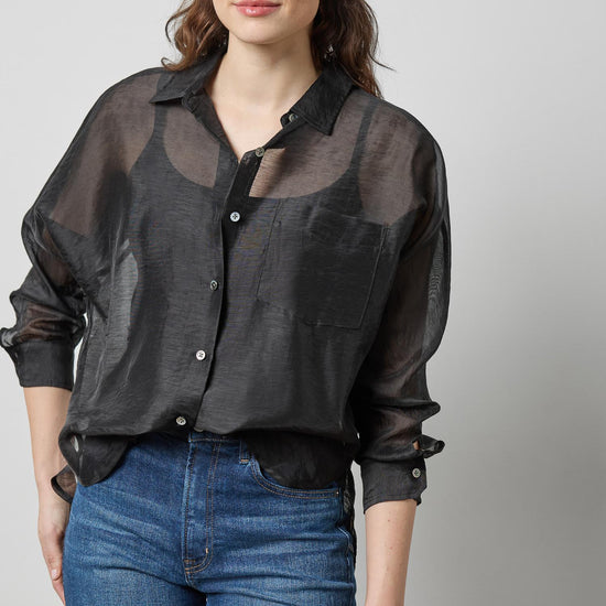 Sheer Dolman Button Down in color Black Sheer Image A1