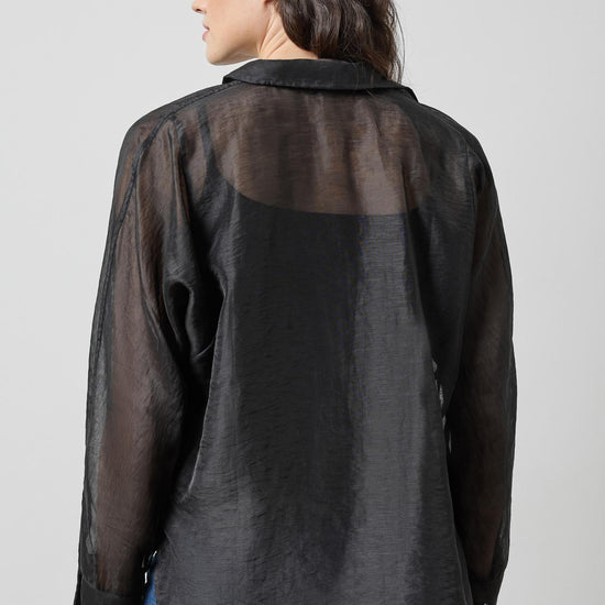 Sheer Dolman Button Down in color Black Sheer Image A2