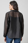 Sheer Dolman Button Down in color Black Sheer Image A2