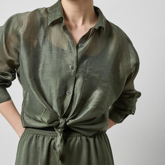 Sheer Dolman Button Down in color Fir Sheer Image A1