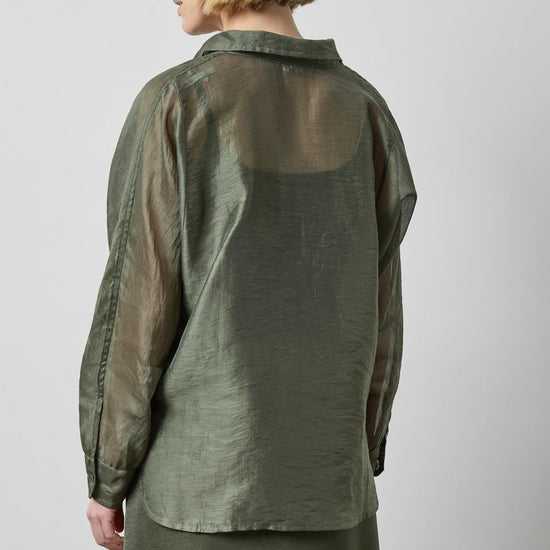 Sheer Dolman Button Down in color Fir Sheer Image A2