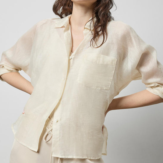 Sheer Dolman Button Down in color Porcelain Sheer Image A1