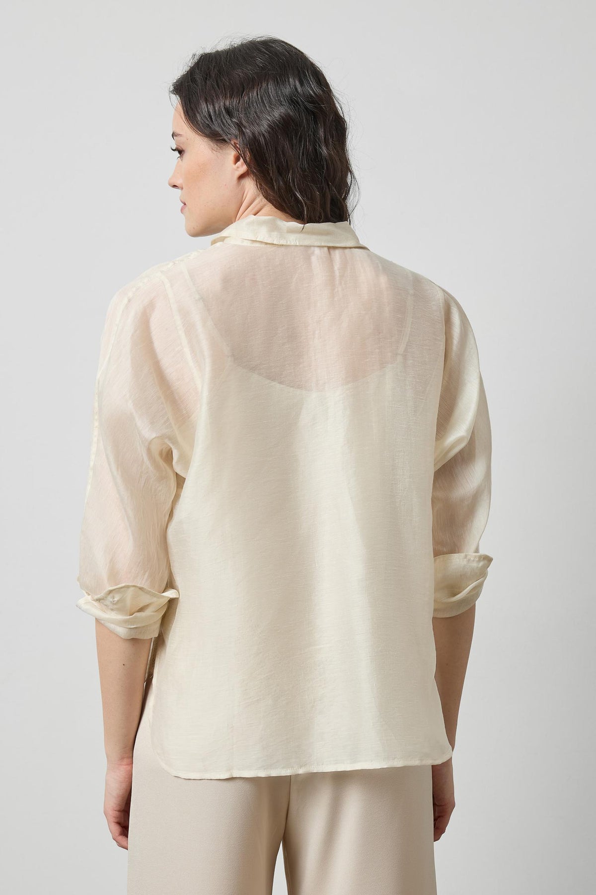 Sheer Dolman Button Down in color Porcelain Sheer Image A2