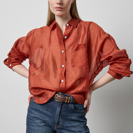 Sheer Dolman Button Down in color Spice Sheer Image A3