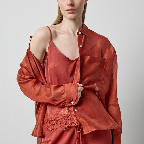 Sheer Dolman Button Down in color Spice Sheer Image A4