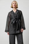 Sheer Notch Collar Cardigan in color Black Sheer Image A1