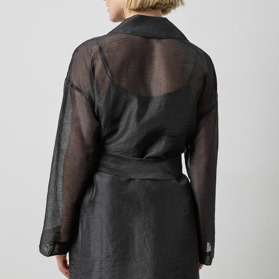 Sheer Notch Collar Cardigan in color Black Sheer Image A2