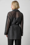 Sheer Notch Collar Cardigan in color Black Sheer Image A2