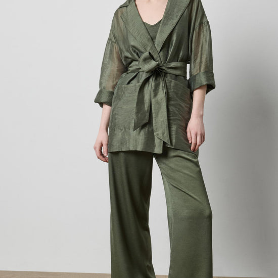 Sheer Notch Collar Cardigan in color Fir Sheer Image A1