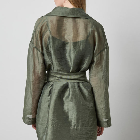 Sheer Notch Collar Cardigan in color Fir Sheer Image A2