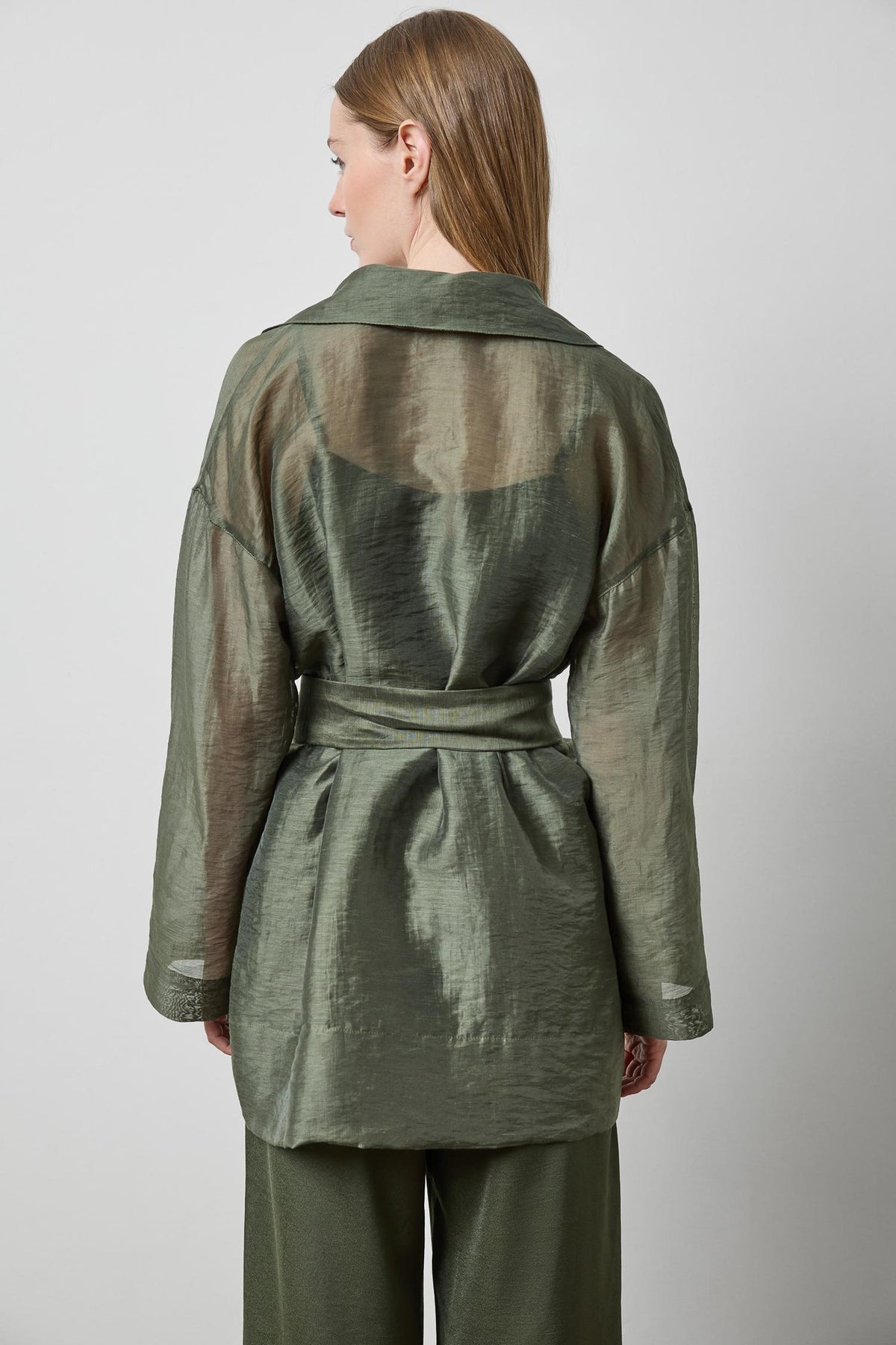 Sheer Notch Collar Cardigan in color Fir Sheer Image A2
