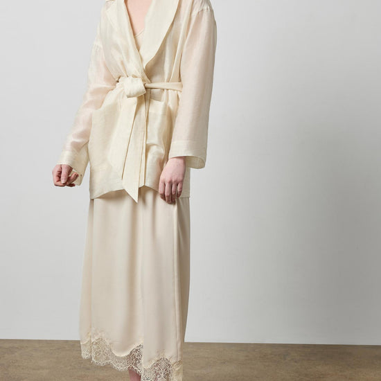 Sheer Notch Collar Cardigan in color Porcelain Sheer Image A0