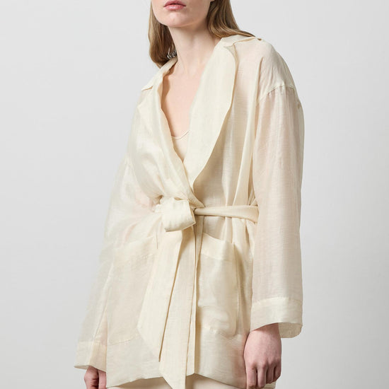 Sheer Notch Collar Cardigan in color Porcelain Sheer Image A1