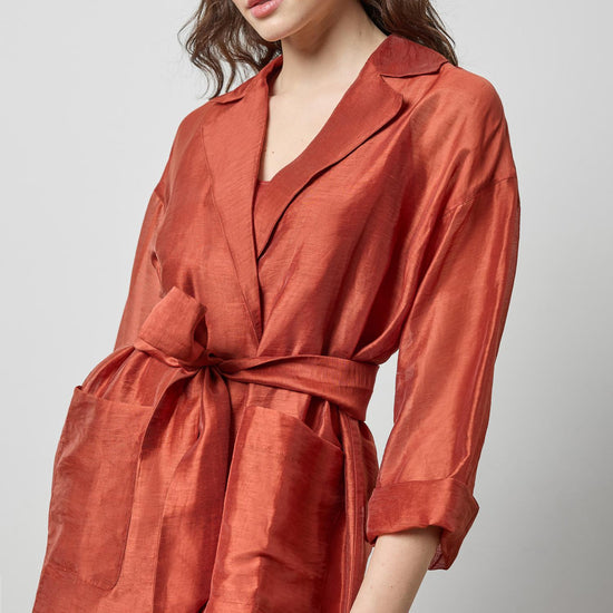 Sheer Notch Collar Cardigan in color Spice Sheer Image A1