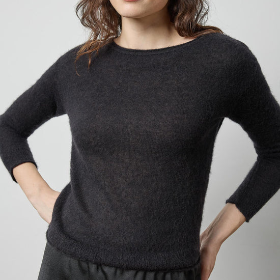 Featherweight Bateau Sweater in color Black Image A1