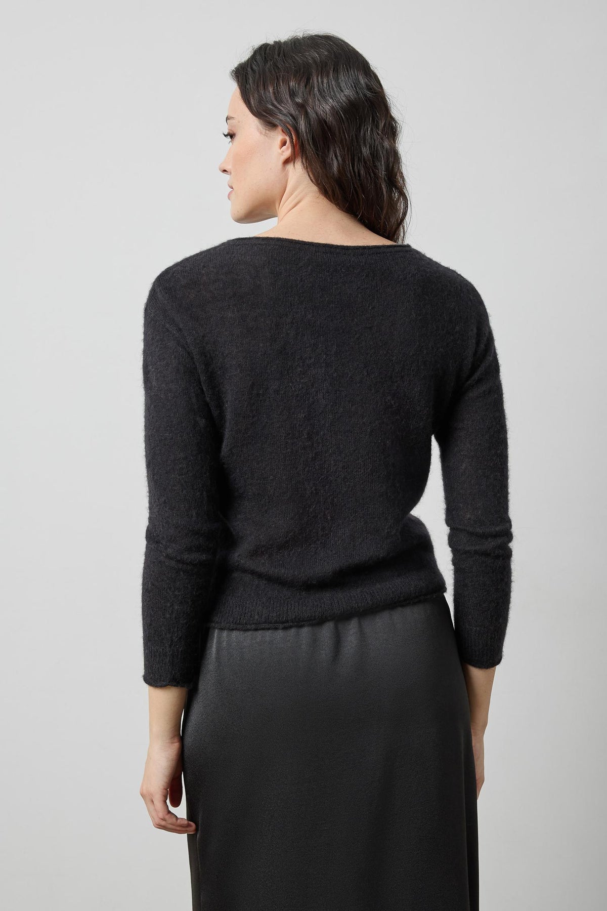 Featherweight Bateau Sweater in color Black Image A2