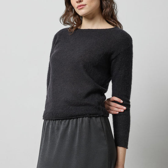 Featherweight Bateau Sweater in color Black Image A3