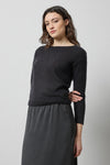 Featherweight Bateau Sweater in color Black Image A3