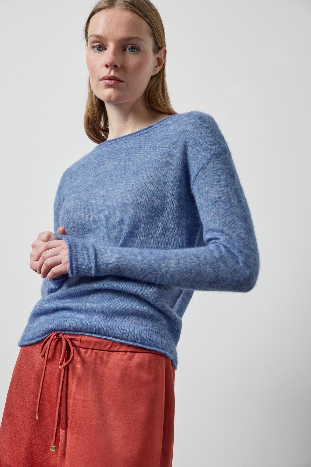 Featherweight Bateau Sweater in color Lapis Image A1