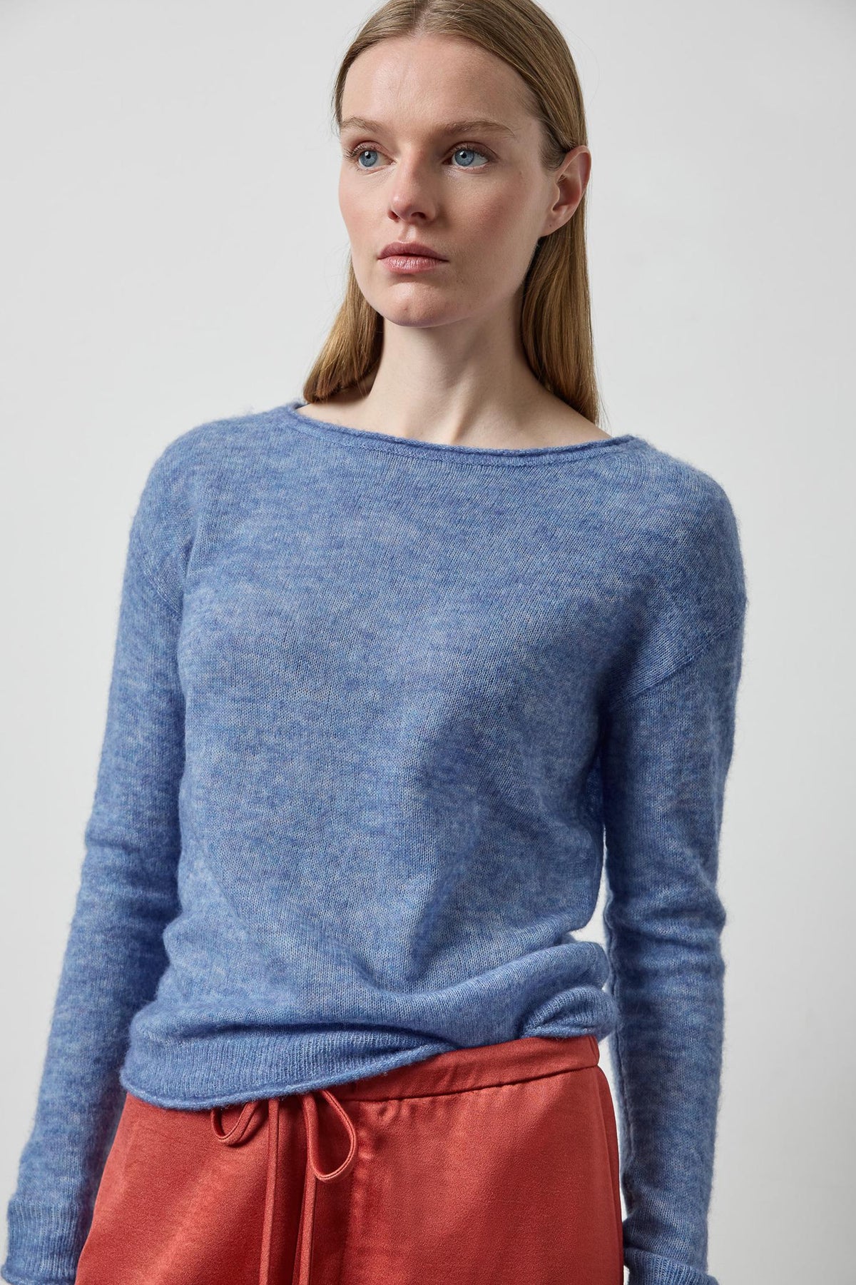 Featherweight Bateau Sweater in color Lapis Image A3