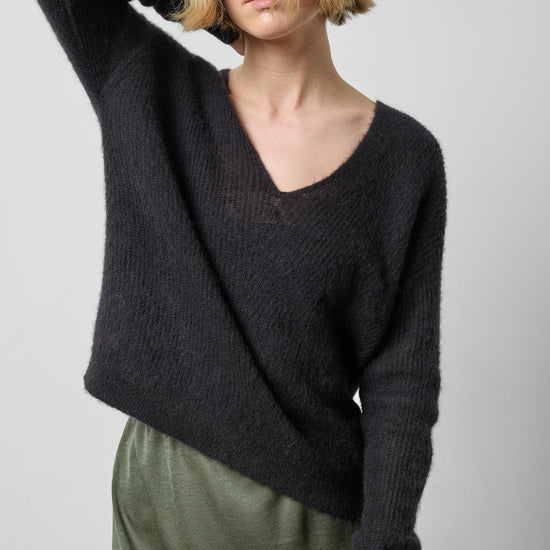 Featherweight V-Neck Sweater in color Black Image A1