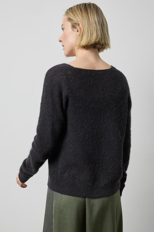 Featherweight V-Neck Sweater in color Black Image A2