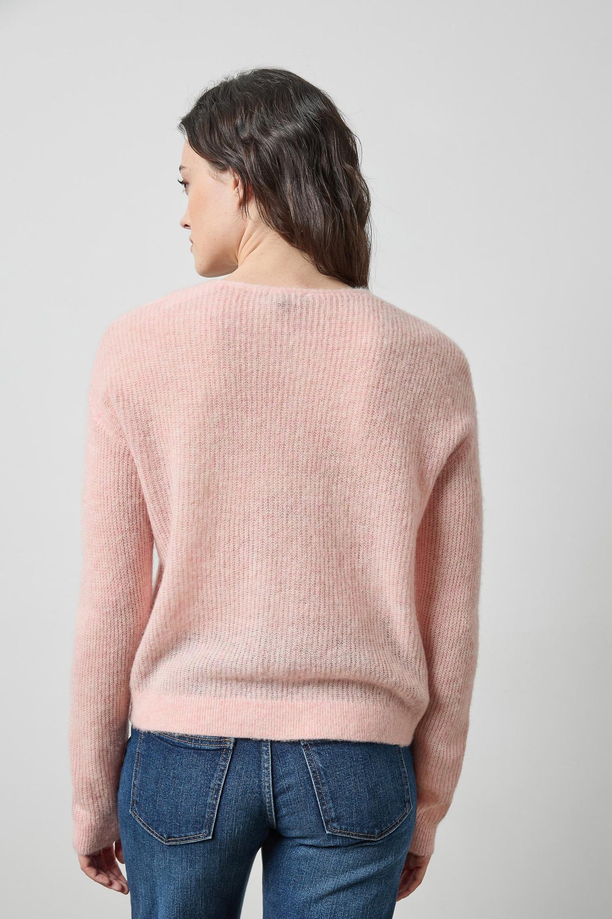 Featherweight V-Neck Sweater in color Petal Image A2