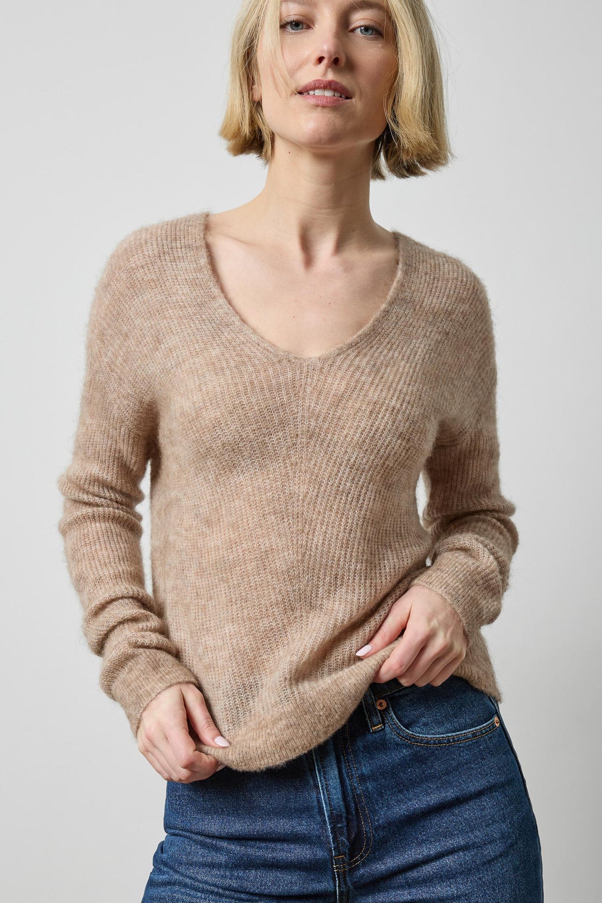 Featherweight V-Neck Sweater in color Sable Image A1