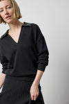 Sequin Polo Sweater in color Black Image A1