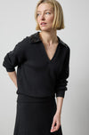 Sequin Polo Sweater in color Black Image A3