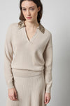 Sequin Polo Sweater in color Dove Image A1