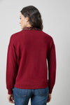 Sequin Polo Sweater in color Wineberry Image A2