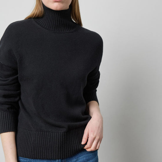 Relaxed Mock Turtleneck Sweater in color Black Image A1