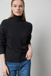Relaxed Mock Turtleneck Sweater in color Black Image A1