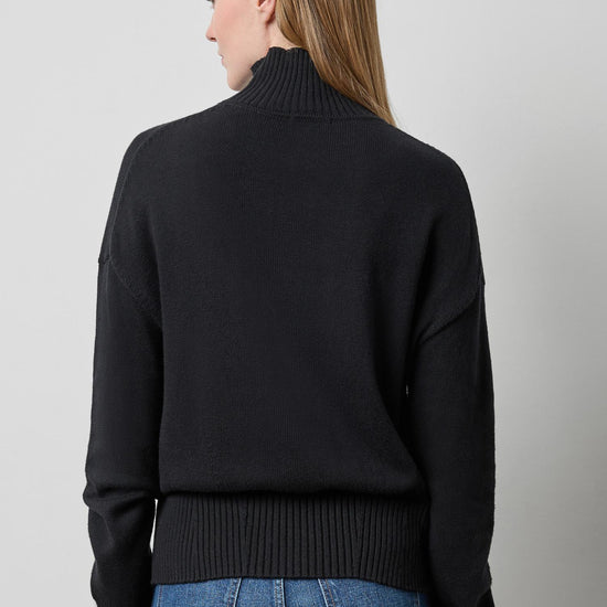 Relaxed Mock Turtleneck Sweater in color Black Image A2