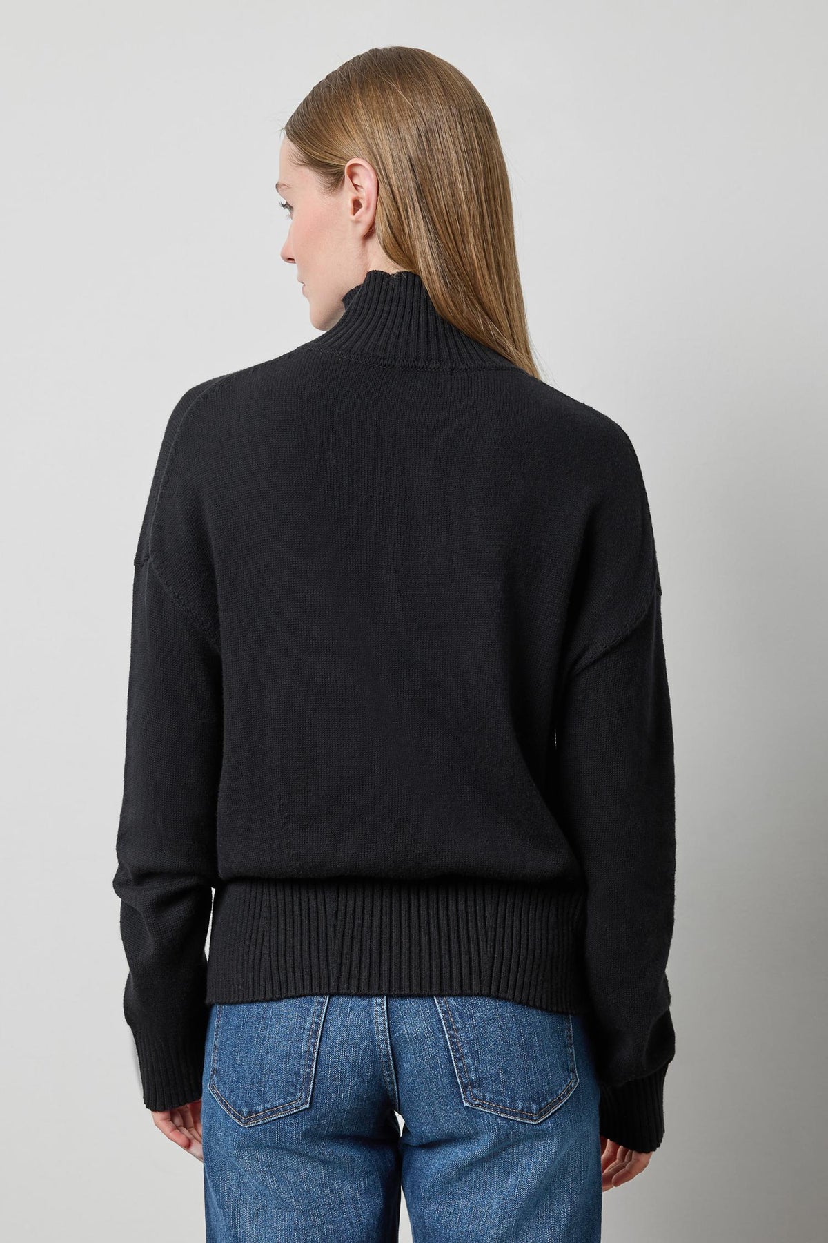 Relaxed Mock Turtleneck Sweater in color Black Image A2