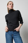 Relaxed Mock Turtleneck Sweater in color Black Image A3