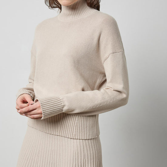 Relaxed Mock Turtleneck Sweater in color Dove Image A1